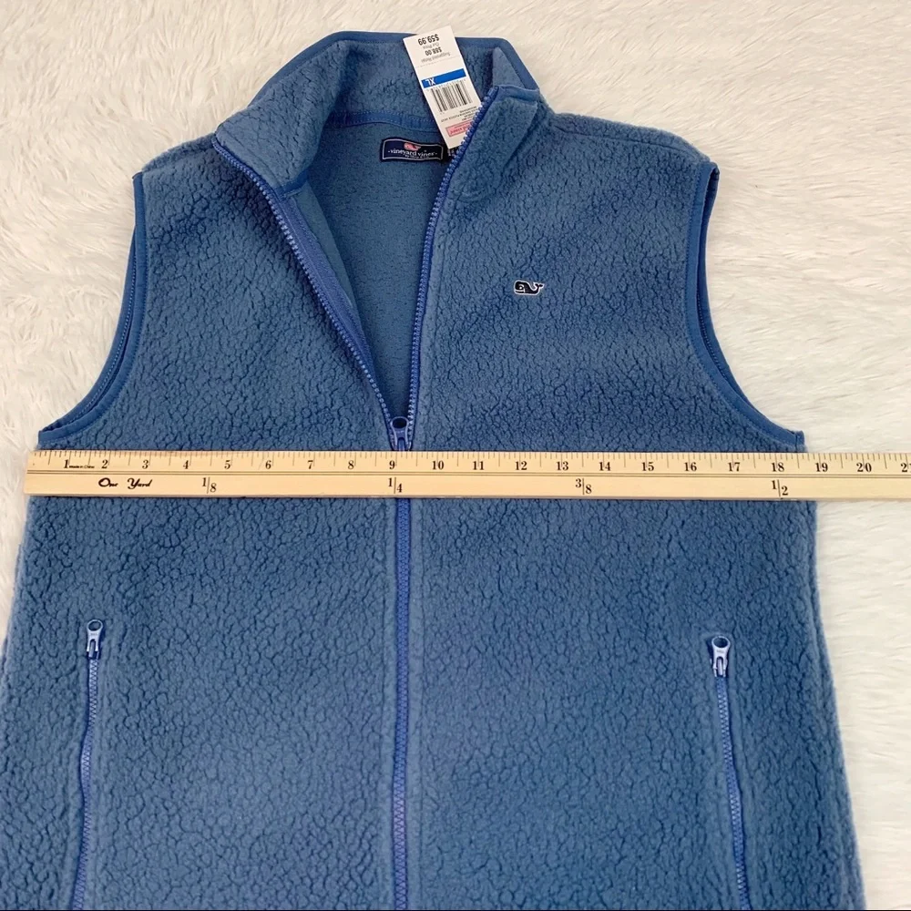 Vineyard vines boy's sherpa fleece vest outerwear full‎ zip pockets high neck